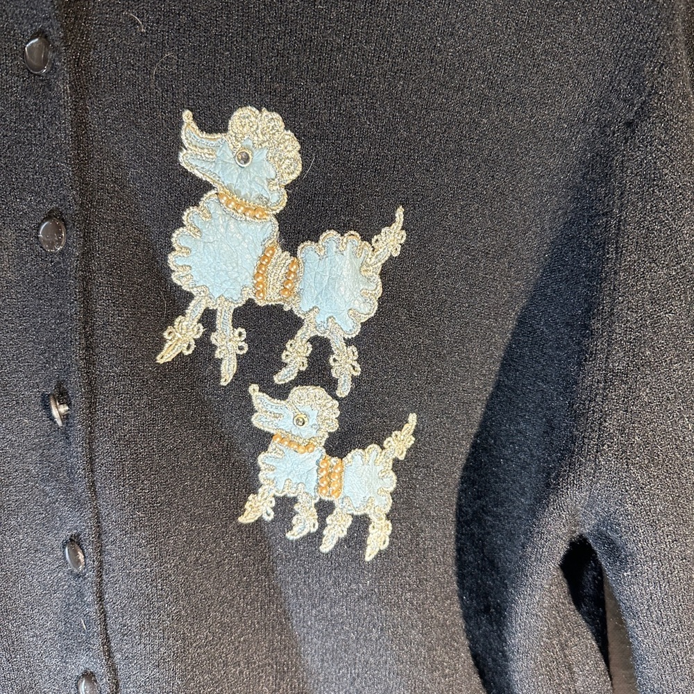 Vintage “Tobi” Black Poodle Sweater with removable Leather Collar - Picture 13 of 14